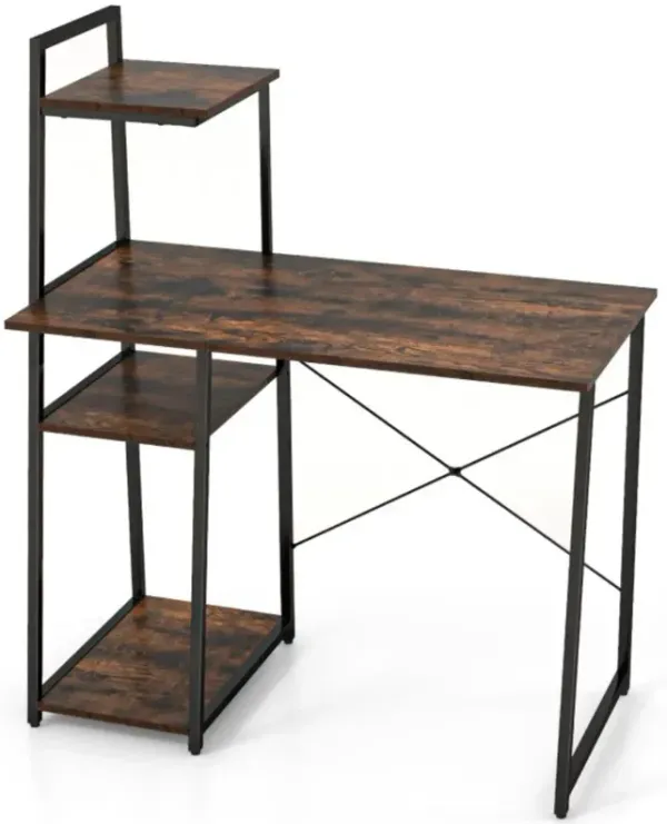 Hivvago Computer Desk with Shelves and 3-Tier Storage Bookshelf
