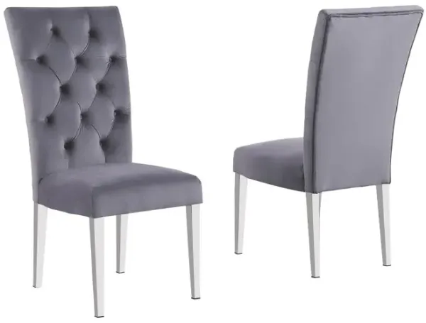 Best Master Furniture Layla Modern Velvet Upholstered Side Chairs In Gray (Set Of 2)