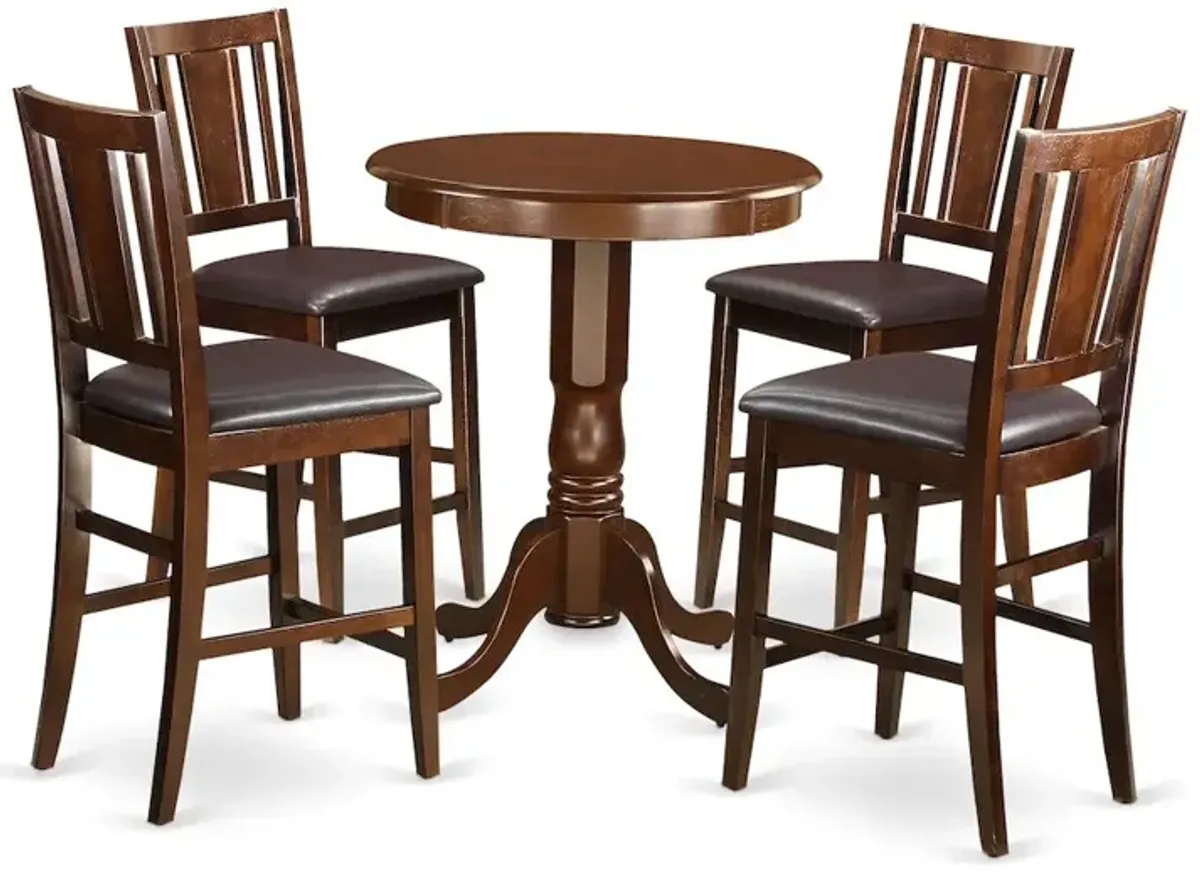 5 Pc counter height Table and chair set-pub Table and 4 bar stools with backs