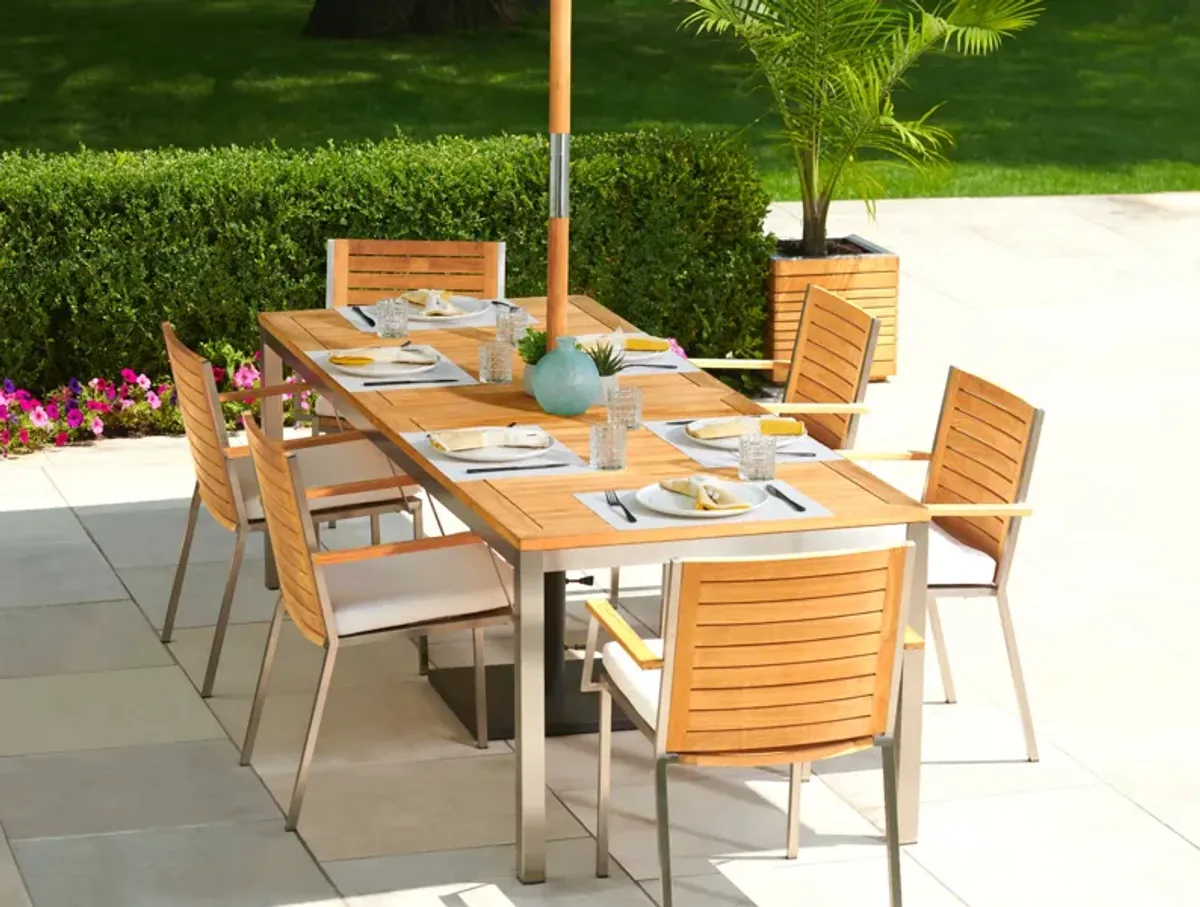 Monterey 4 Seater Dining Set with 72 in. Table - Aluminum and Teak