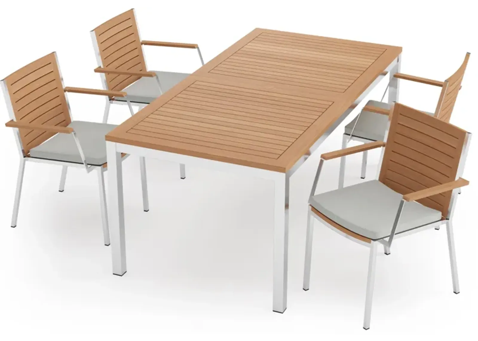 Monterey 4 Seater Dining Set with 72 in. Table - Aluminum and Teak