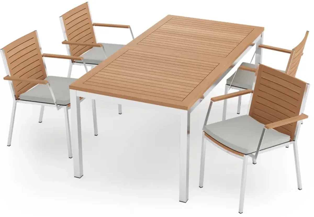 Monterey 4 Seater Dining Set with 72 in. Table - Aluminum and Teak