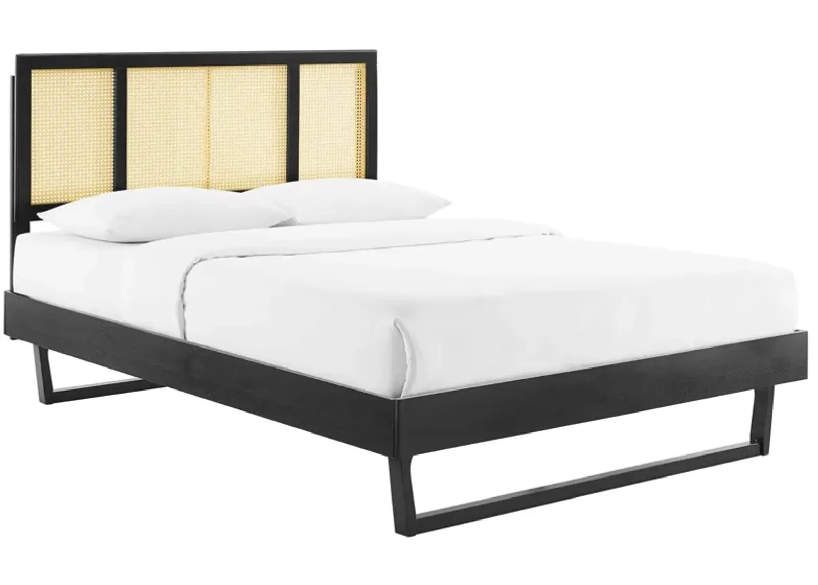 Modway - Kelsea Cane and Wood Full Platform Bed with Angular Legs