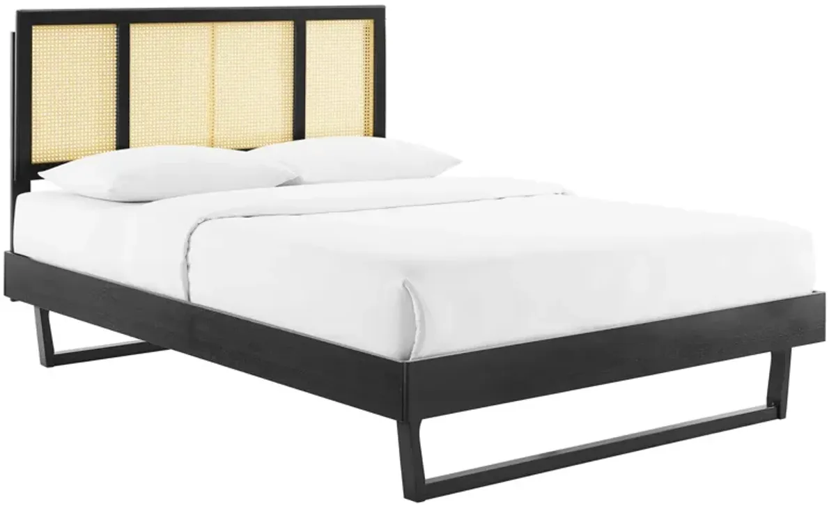 Modway - Kelsea Cane and Wood Full Platform Bed with Angular Legs