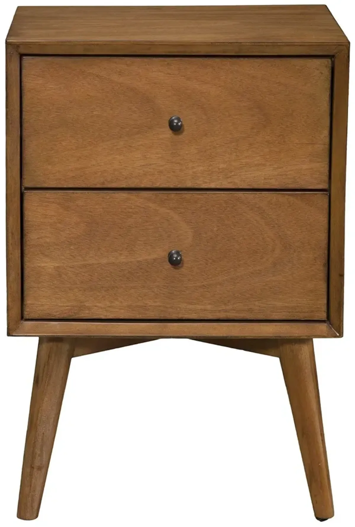 Hivvago Brown Century Modern Wood 2 Drawer Nightstand