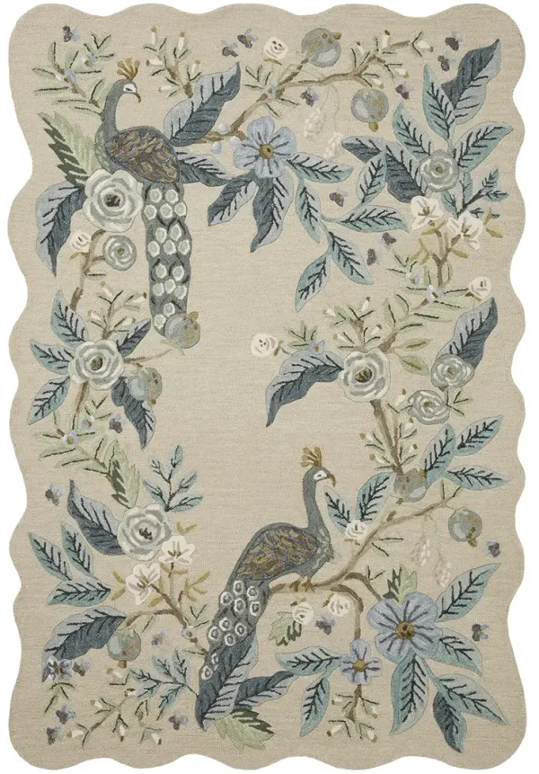 Silhouette SIH-04 Blue 5''0" x 5''0" Round Rug by Rifle Paper Co.