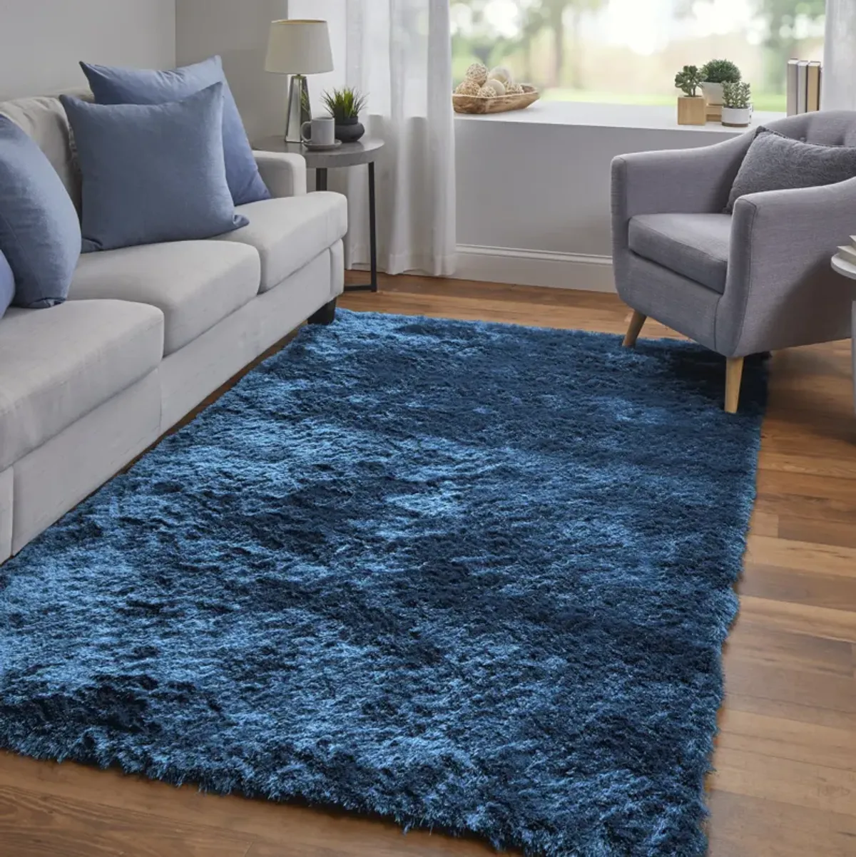 Indochine 4550F Blue/Black 8' x 8' Round Rug