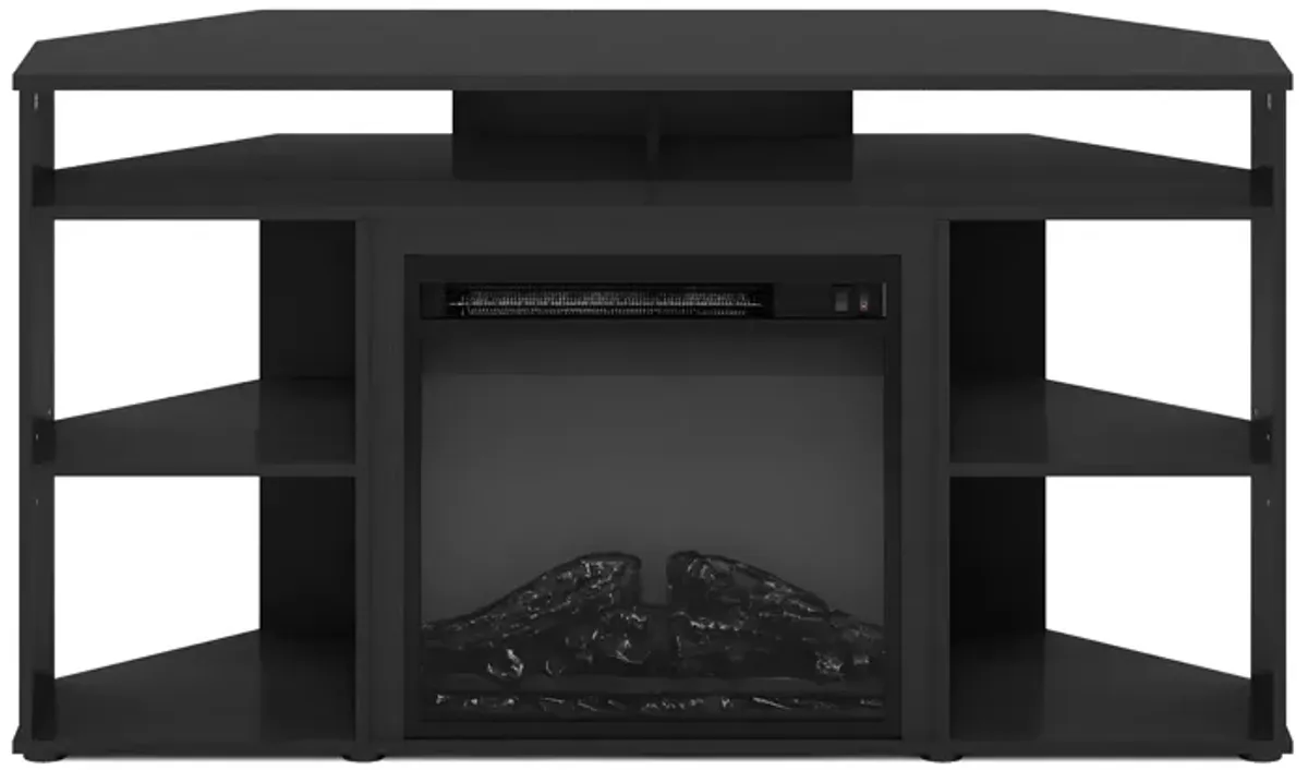 Furinno Furinno Jensen Corner TV Stand with Fireplace for TV up to 55 Inches, Americano