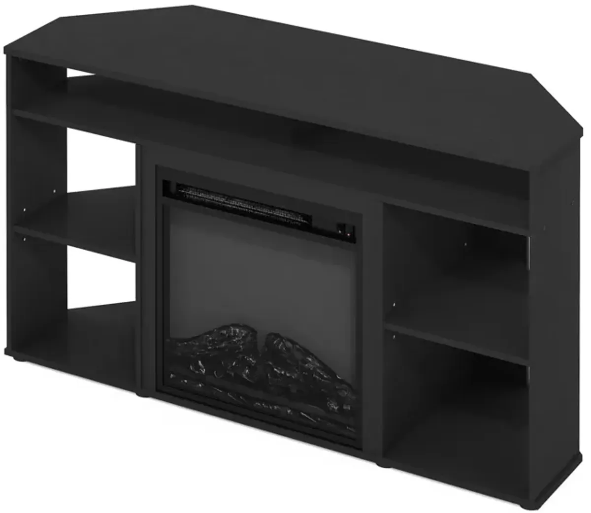 Furinno Furinno Jensen Corner TV Stand with Fireplace for TV up to 55 Inches, Americano