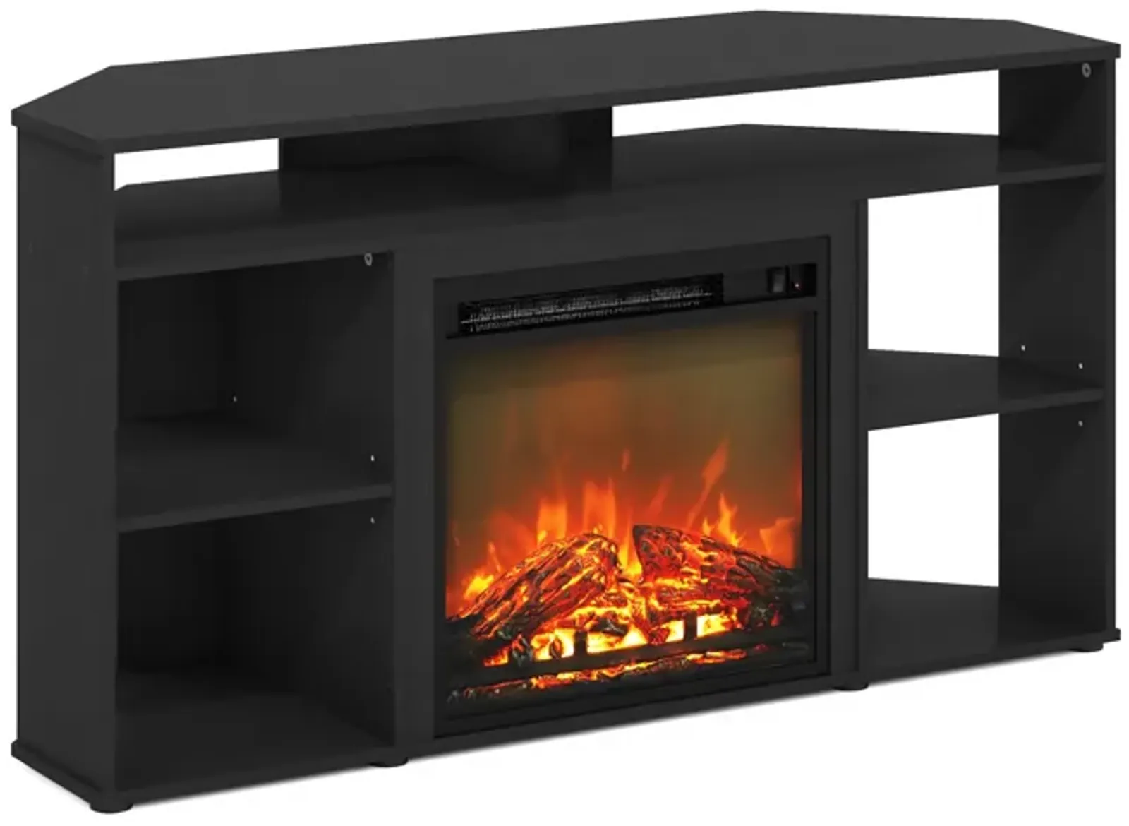 Furinno Furinno Jensen Corner TV Stand with Fireplace for TV up to 55 Inches, Americano