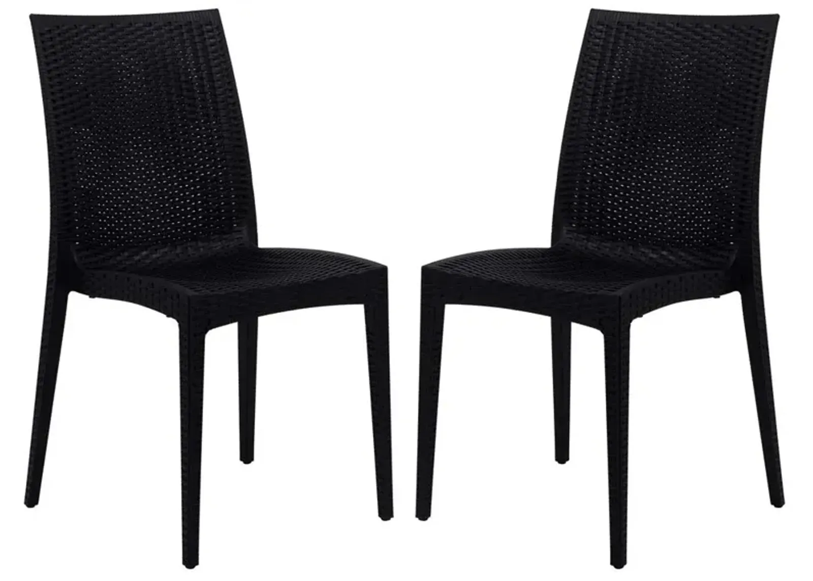 LeisureMod Weave Mace Indoor/Outdoor Dining Chair (Armless), Set of 2