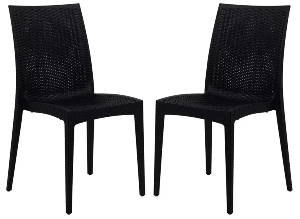 LeisureMod Weave Mace Indoor/Outdoor Dining Chair (Armless), Set of 2