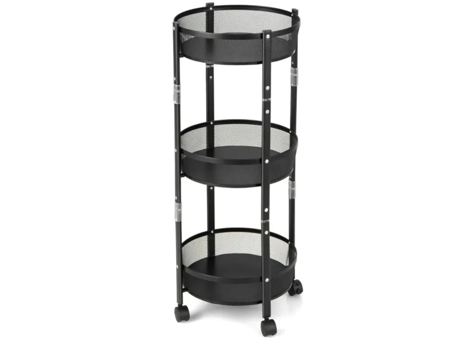 3-Tier Rotating 1-Second folding Storage Rack Metal-Round