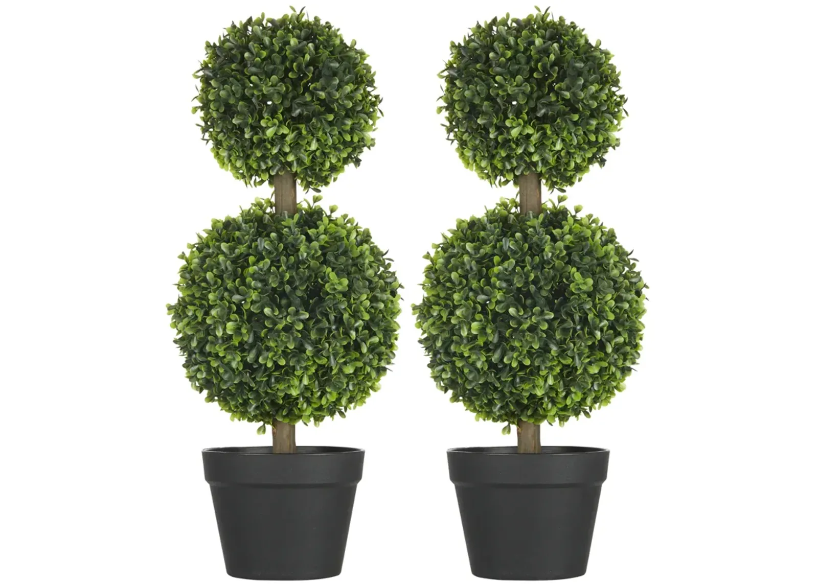 HOMCOM 2 Pack Artificial Boxwood Topiary Ball Trees for Indoor Outdoor