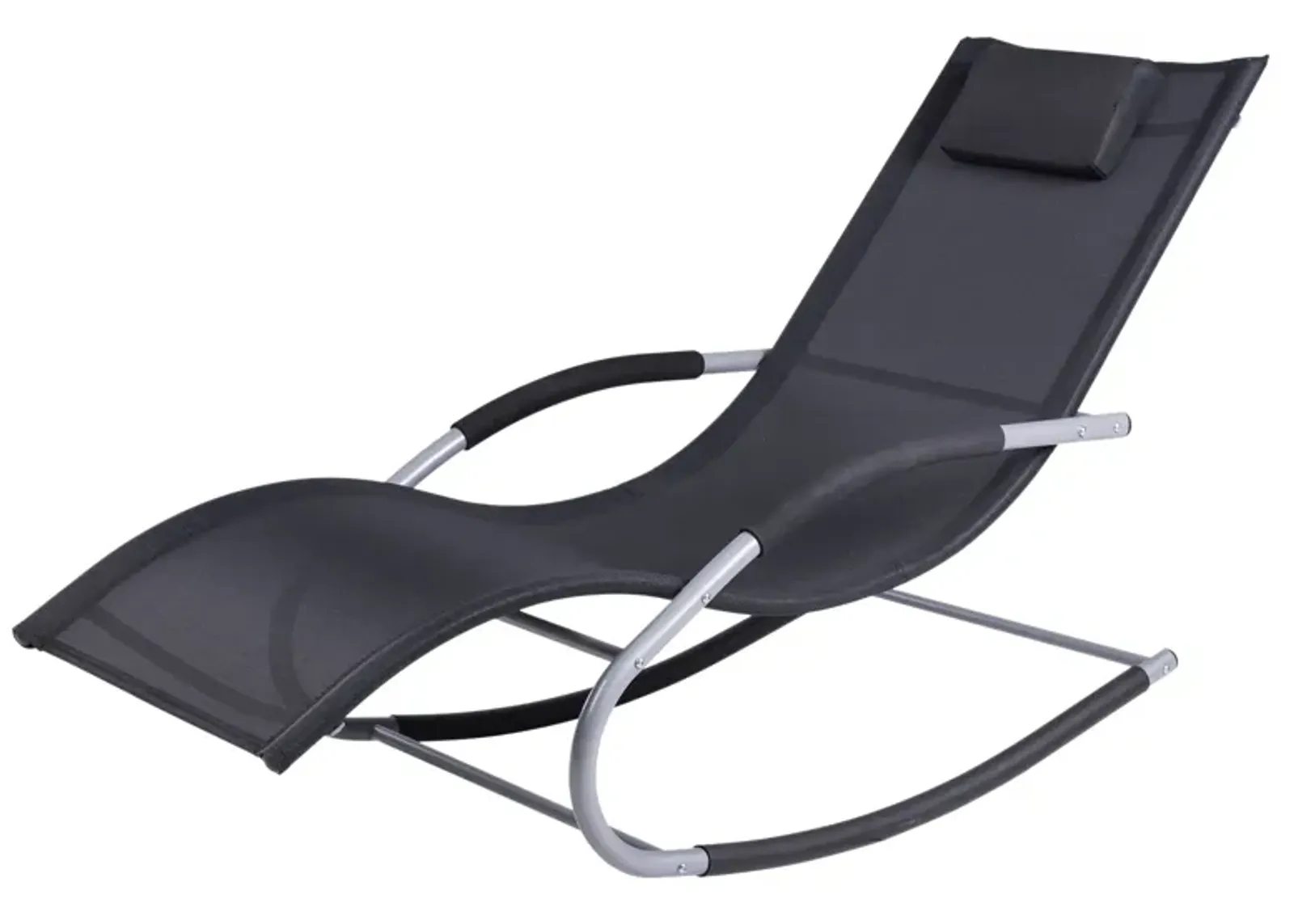 Ultimate Black Lounger: Zero Gravity Rocker with Removable Pillow