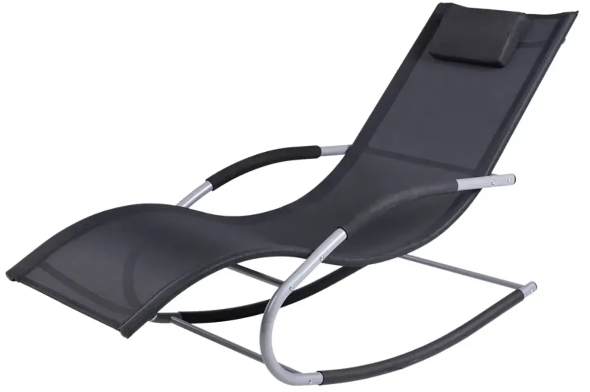 Ultimate Black Lounger: Zero Gravity Rocker with Removable Pillow