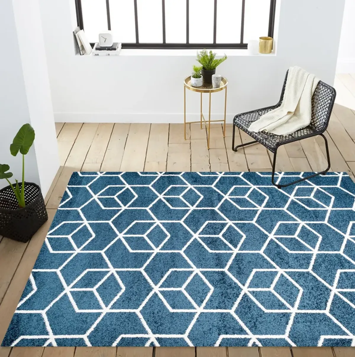 Tumbling Blocks Modern Geometric Area Rug