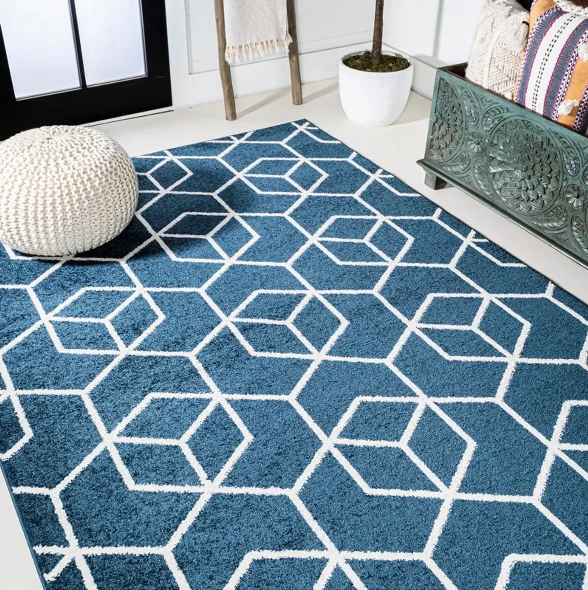 Tumbling Blocks Modern Geometric Area Rug