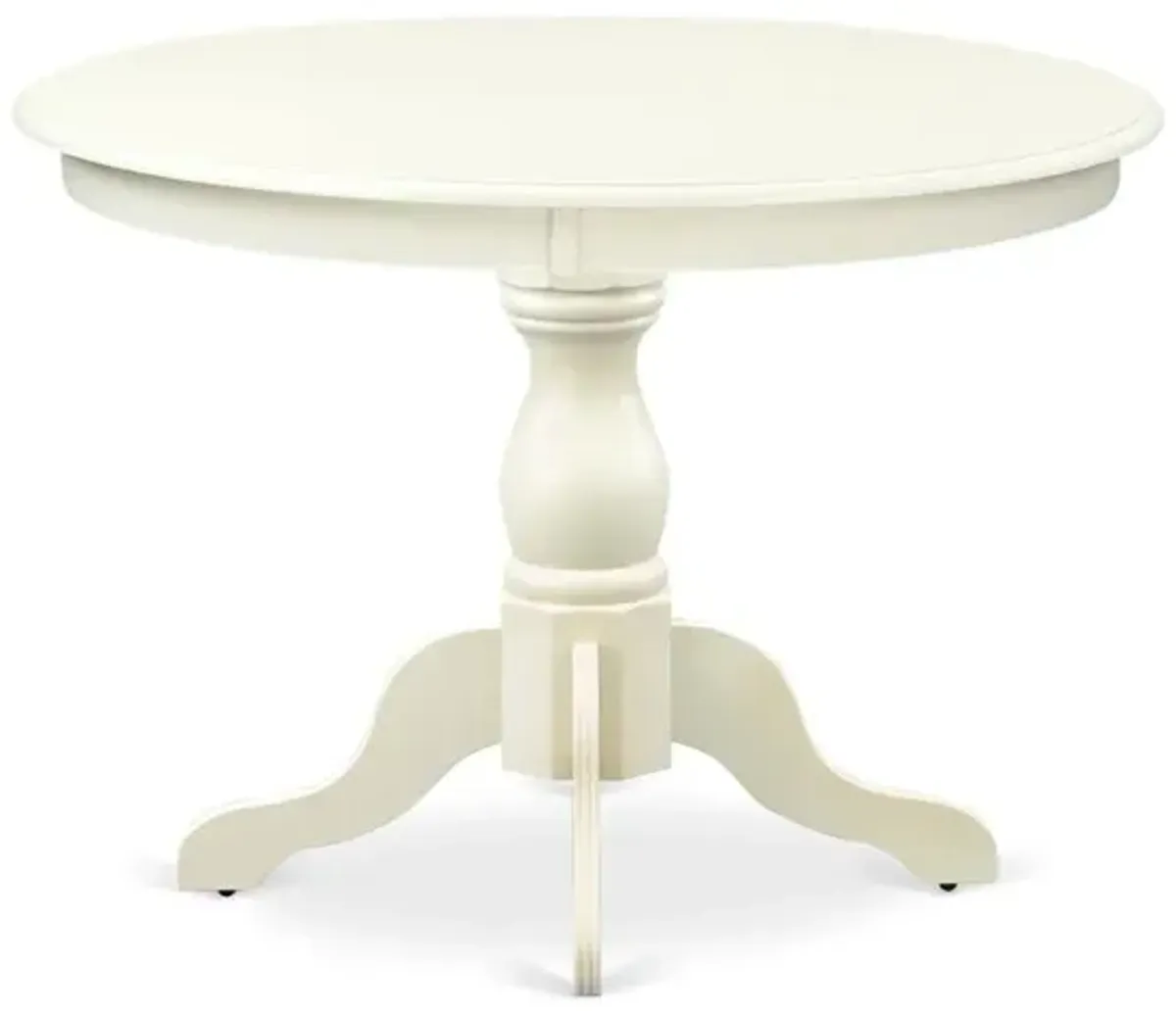 East West Furniture HBT-LWH-TP East West Furniture Modern Dining Room Table with Linen White Color Table Top Surface and Asian Wood Dinette Table Pedestal Legs - Linen White Finish