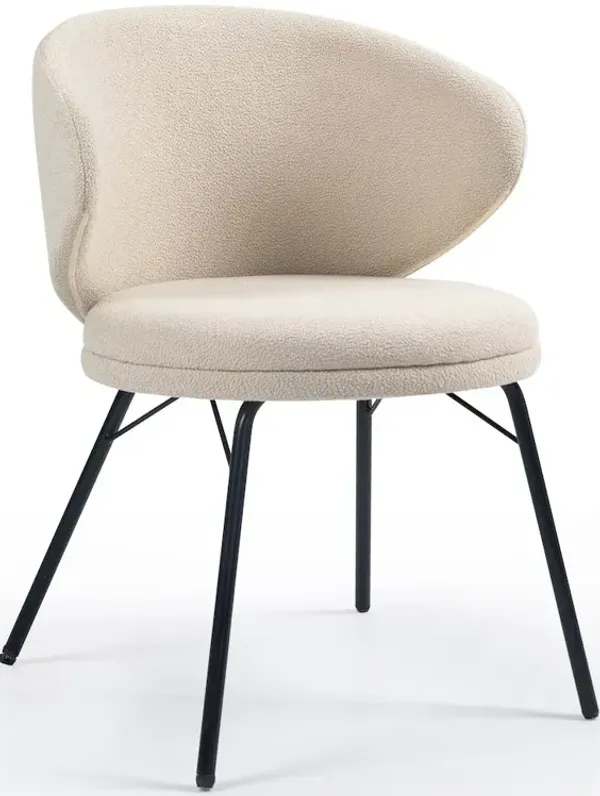 Glamour Home Set of 2 Barclay White Fabric Dining Chair with Black Iron Legs