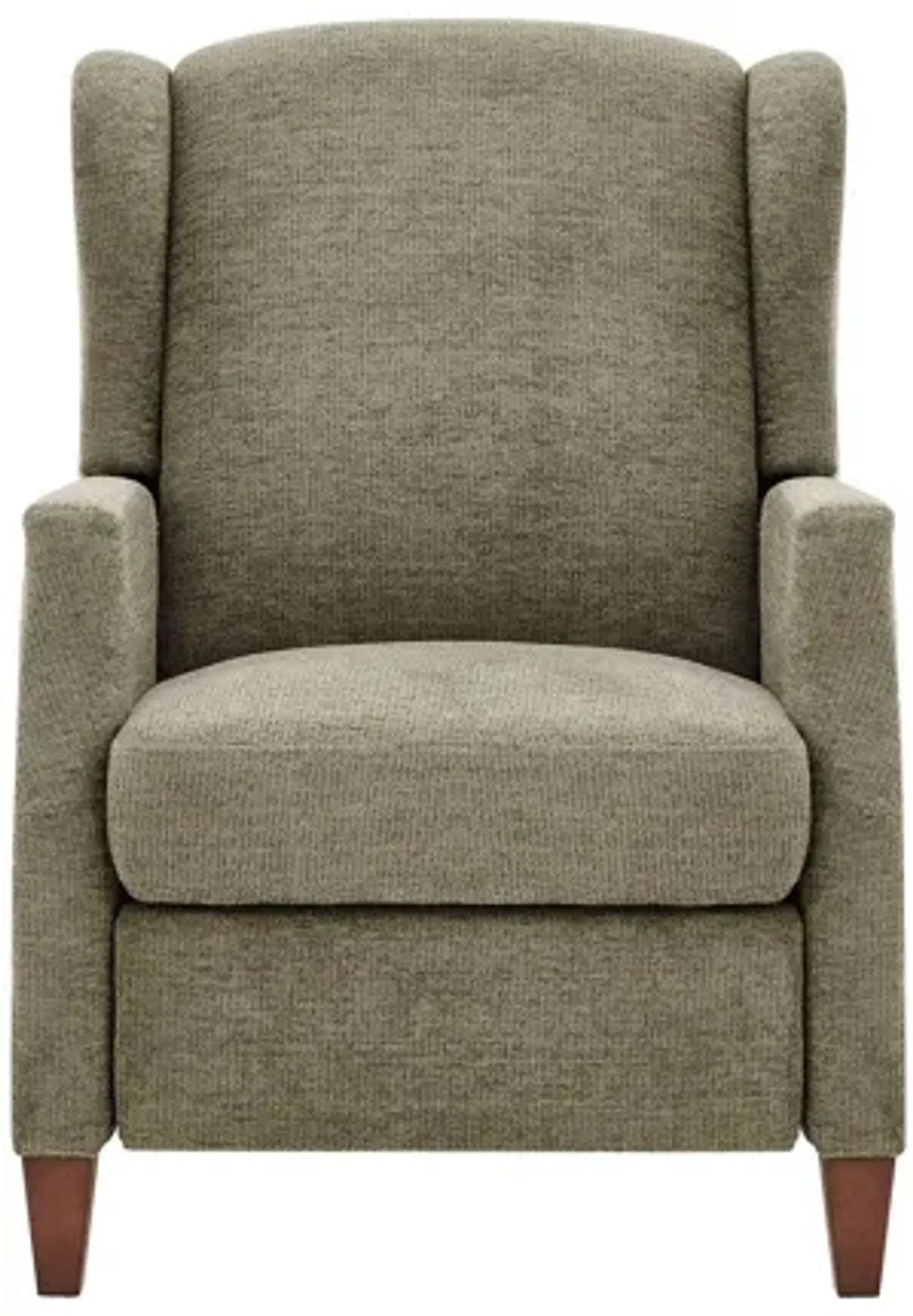 Wingback Fabric Push Back Recliner with Rivet Detailing.