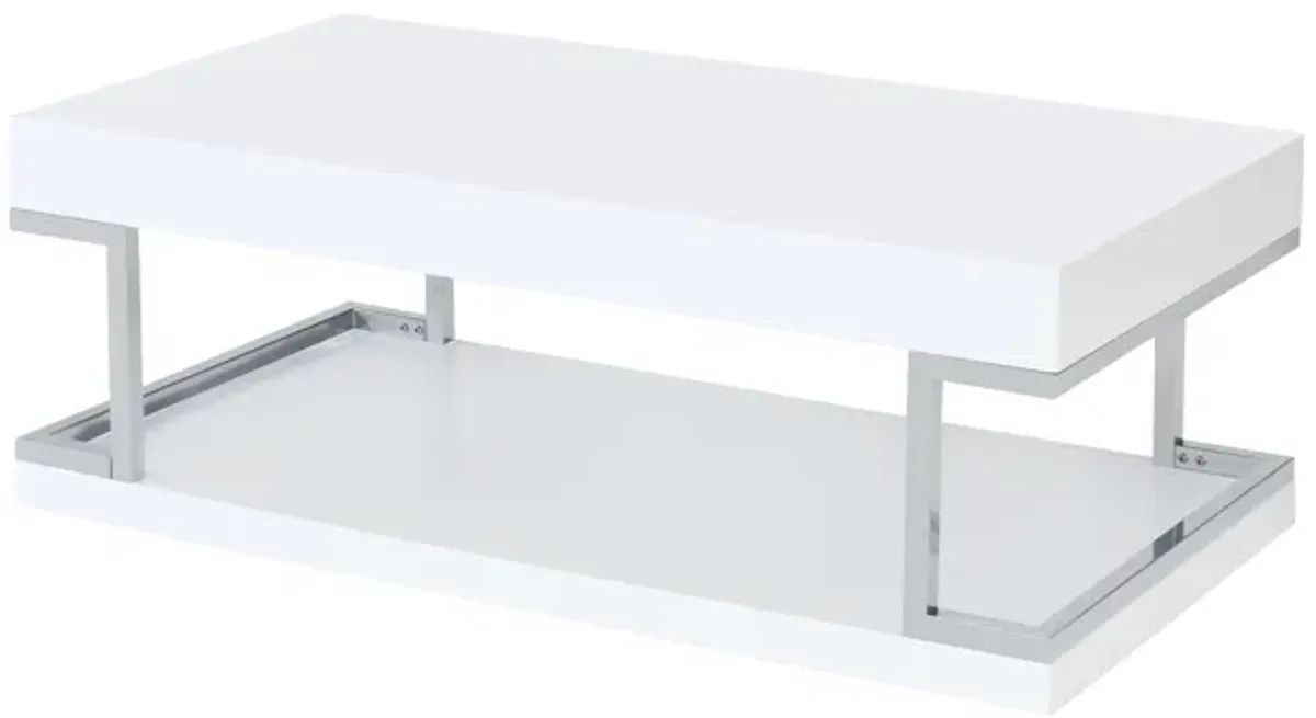 ACME Aspers Coffee Table, White High Gloss & Chrome