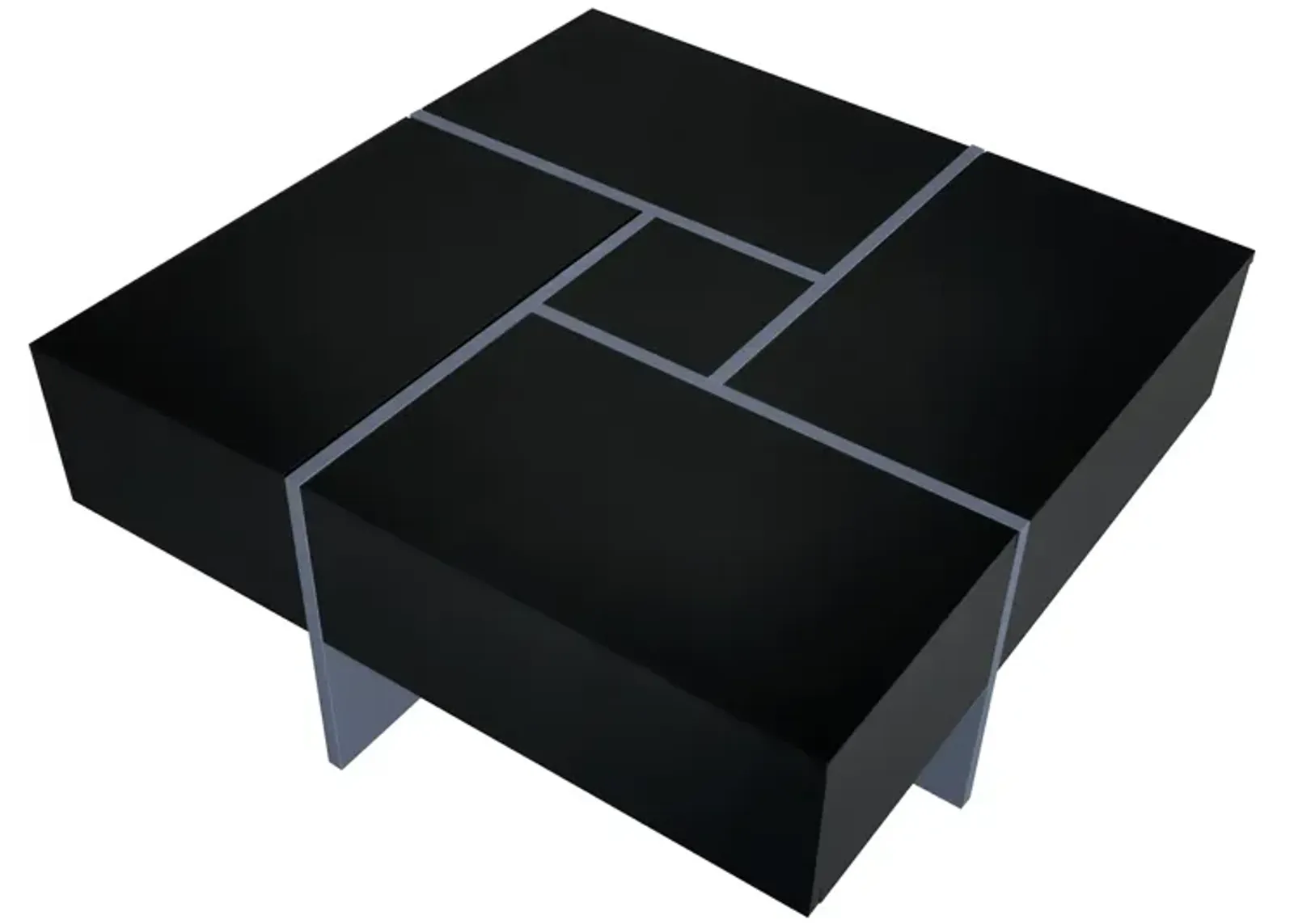 Modern Square Coffee Table with Hidden Storage and Extendable Tabletop