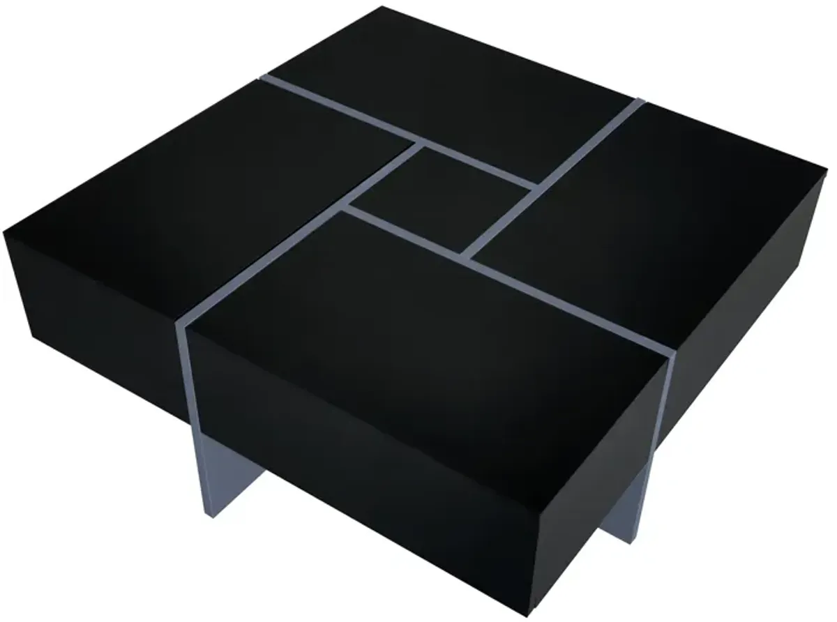 Modern Square Coffee Table with Hidden Storage and Extendable Tabletop