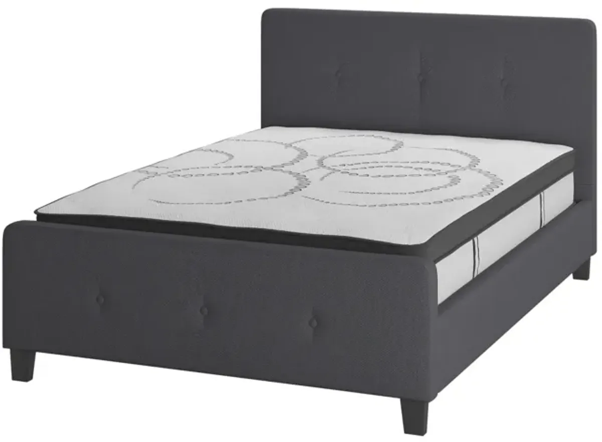 Tribeca Full Size Tufted Upholstered Platform Bed in Dark Gray Fabric with 10 Inch CertiPUR-US Certified Pocket Spring Mattress