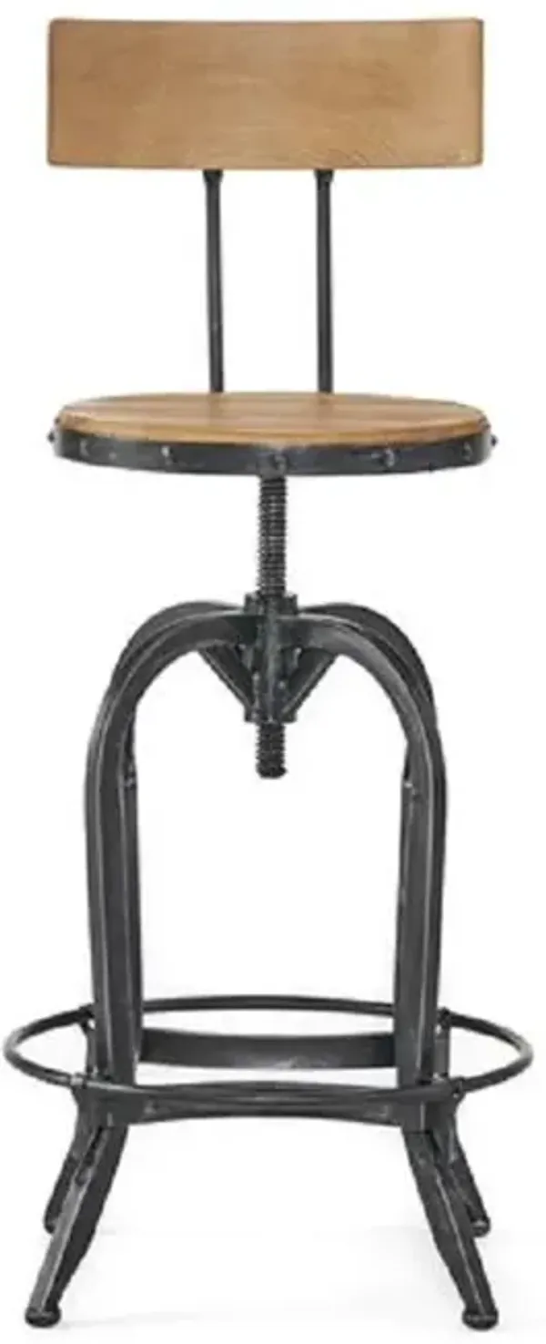 Stylish Fir Wood Barstool with Upholstered Seat for Home Bar or Kitchen