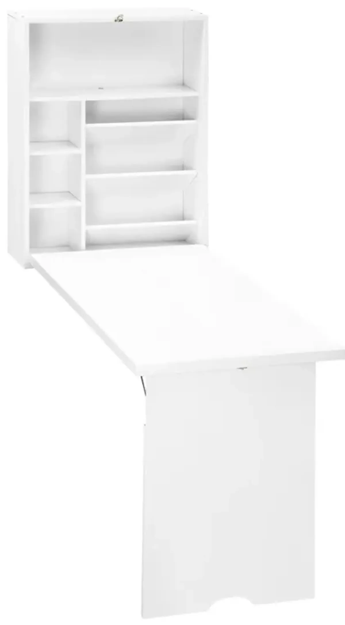 Space-Saving Workstation: White Wall-Mounted Convertible Desk with Storage