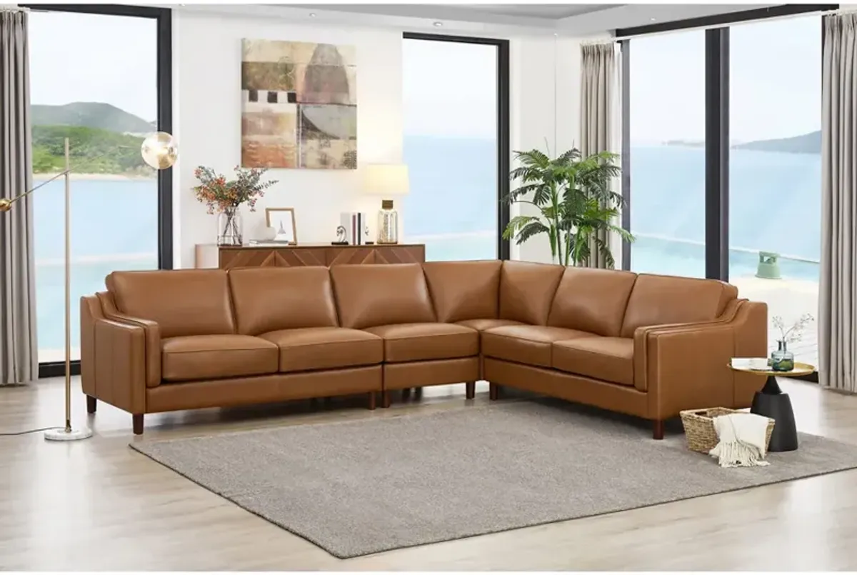 Bella Top Grain Leather L-Shaped Sectional