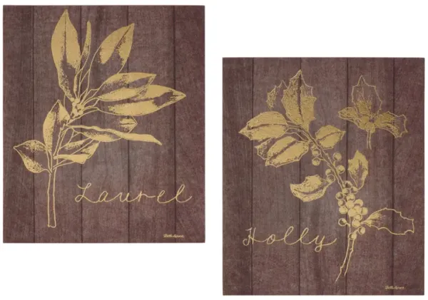 Laurel And Holly Plaque (Set of 2)  Plastic-MDF