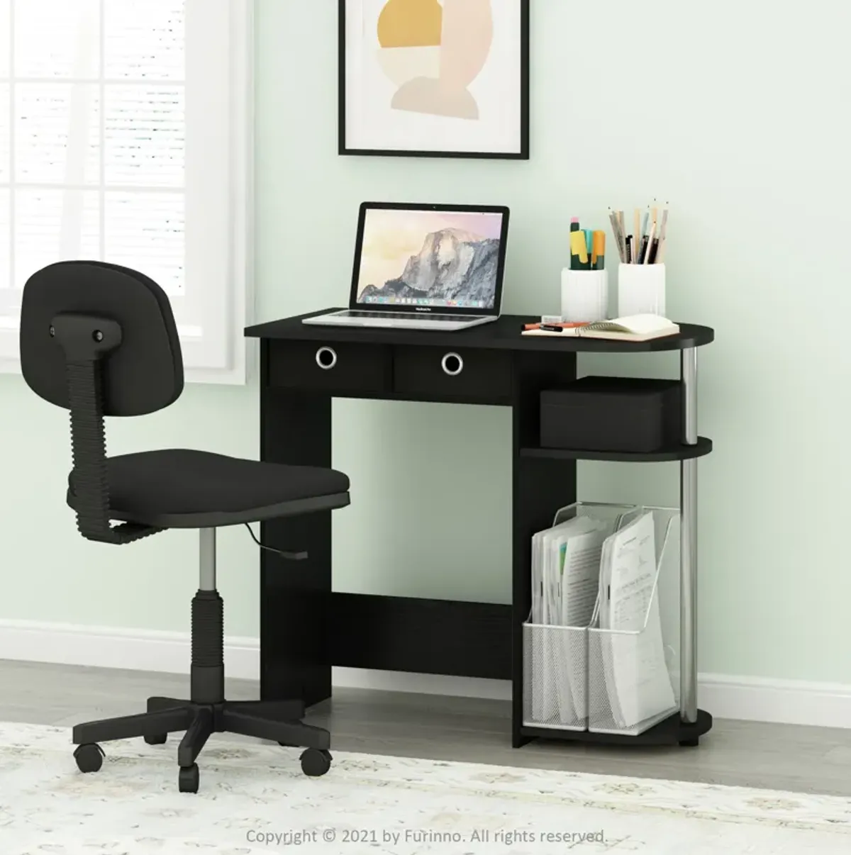 Furinno Furinno Go Green Home Laptop Notebook Computer Desk/Table  Americano/Stainless Steel
