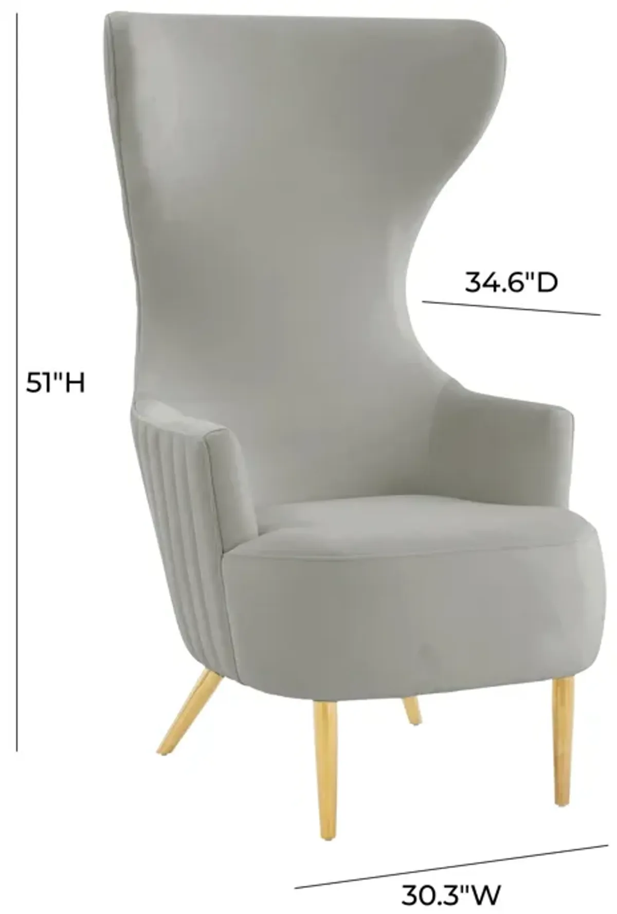 Julia Velvet Channel Tufted Wingback Chair by Inspire Me Home Decor