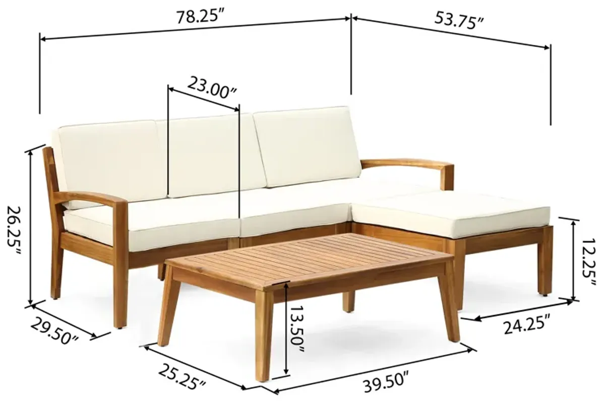 Merax Outdoor Patio 3 Seater Sofa with Table Set