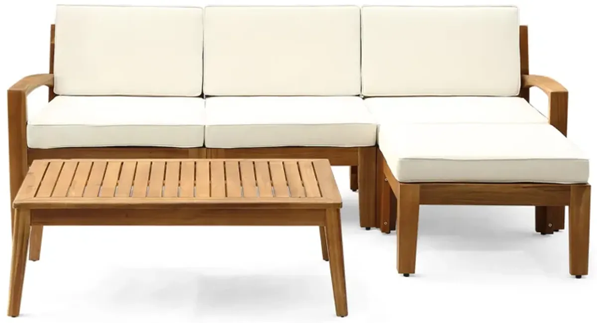 Merax Outdoor Patio 3 Seater Sofa with Table Set