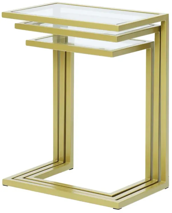 Solid Wood and Metal Nesting End Tables, Set of 3 Compact Tables for Living Room