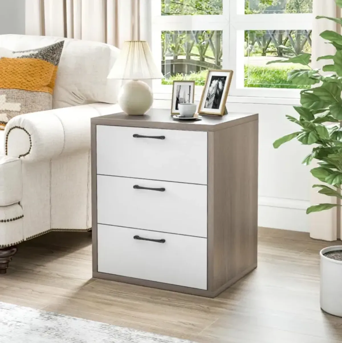 Hivvago 3 Slide-out Drawers Modern Dresser with Wide Storage Space