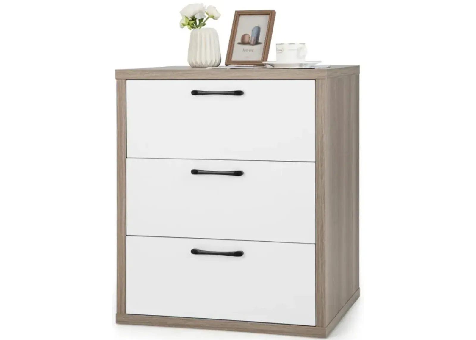 Hivvago 3 Slide-out Drawers Modern Dresser with Wide Storage Space