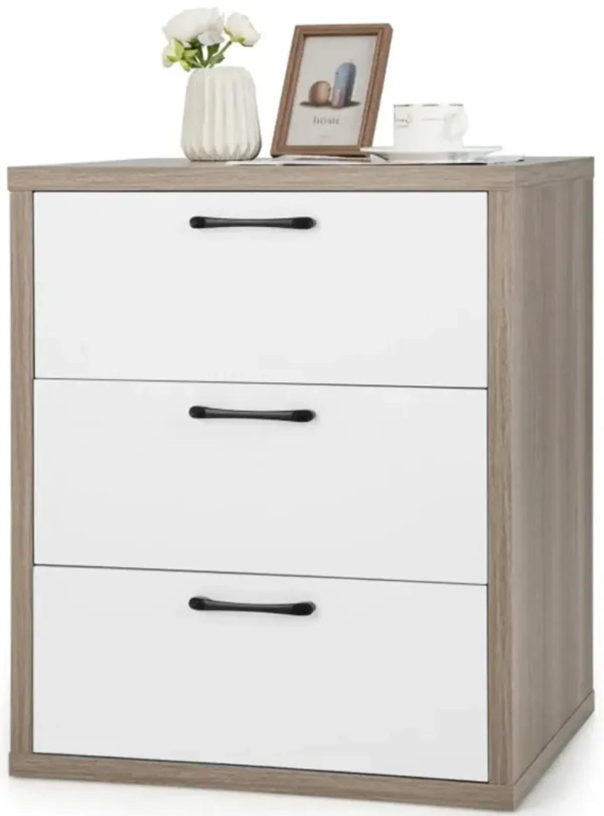 Hivvago 3 Slide-out Drawers Modern Dresser with Wide Storage Space