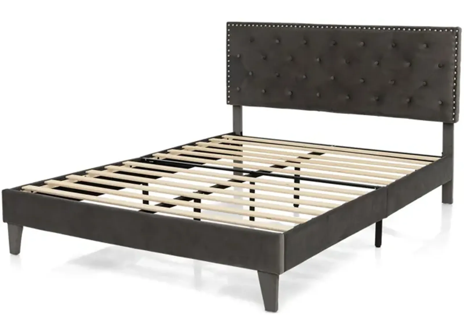 Upholstered Platform Bed with Tufted Headboard-Full Size