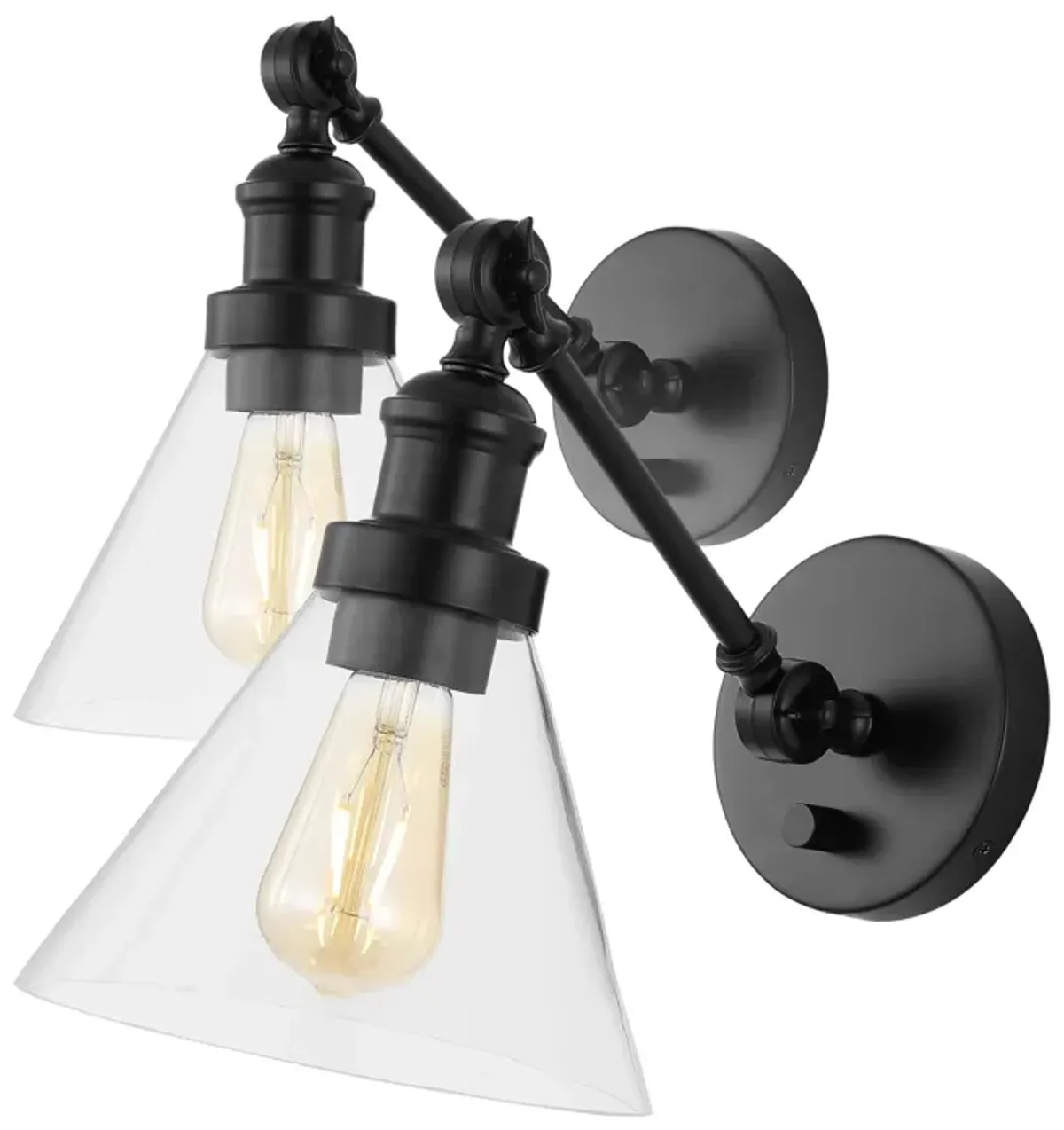 Cowie Iron/Glass Adjustable LED Wall Sconce (Set of 2)