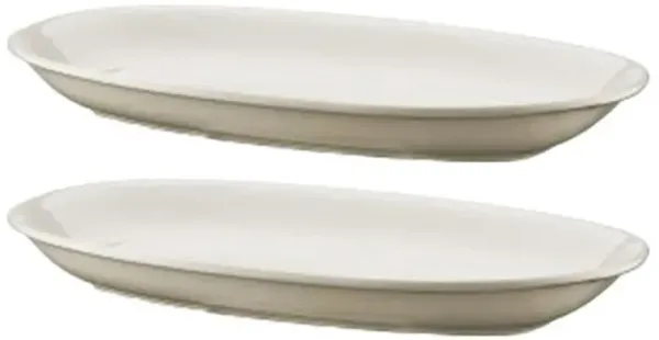 Gourmet 7.5" x 4.25" x h:1" Oval Warm White Porcelain Platter (Set of 2)