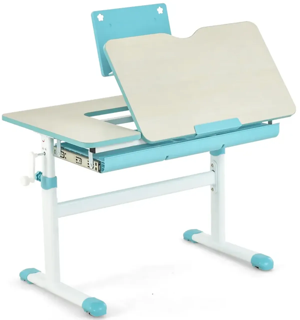 Height-Adjustable Kids Desk with Tilt Desktop and Book Stand