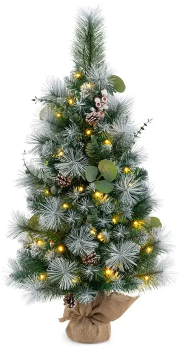 Pre-Lit Artificial Mini Christmas Tree Festive Tabletop Holiday Decoration