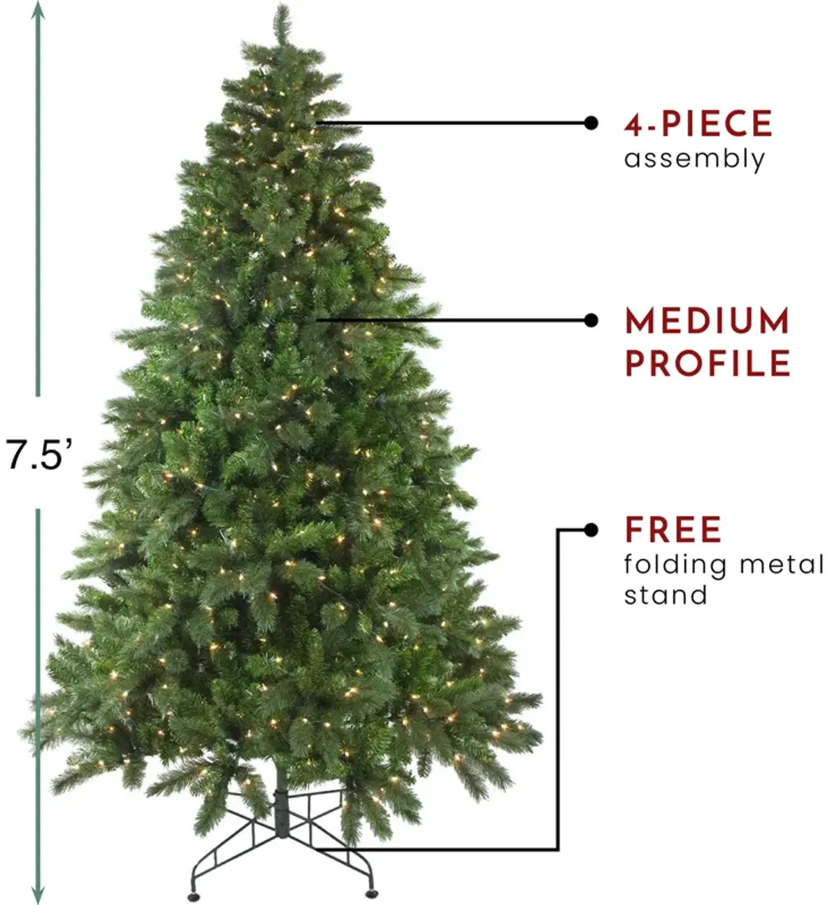 7.5' Pre-Lit Medium Mixed Scotch Pine Artificial Christmas Tree - Clear Lights