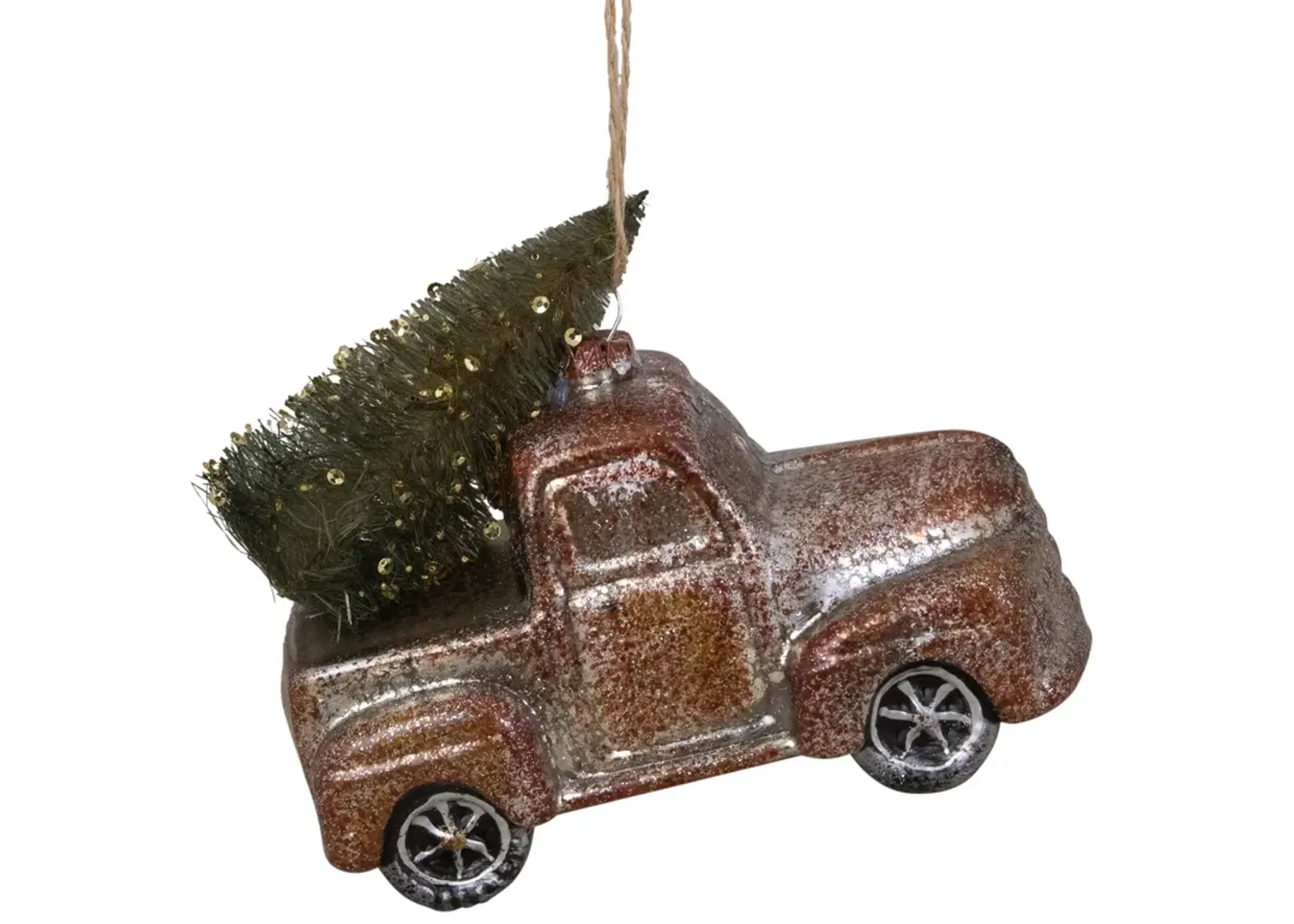 5.75" Retro Mercury Glass Country Rustic Pickup Truck Christmas Ornament