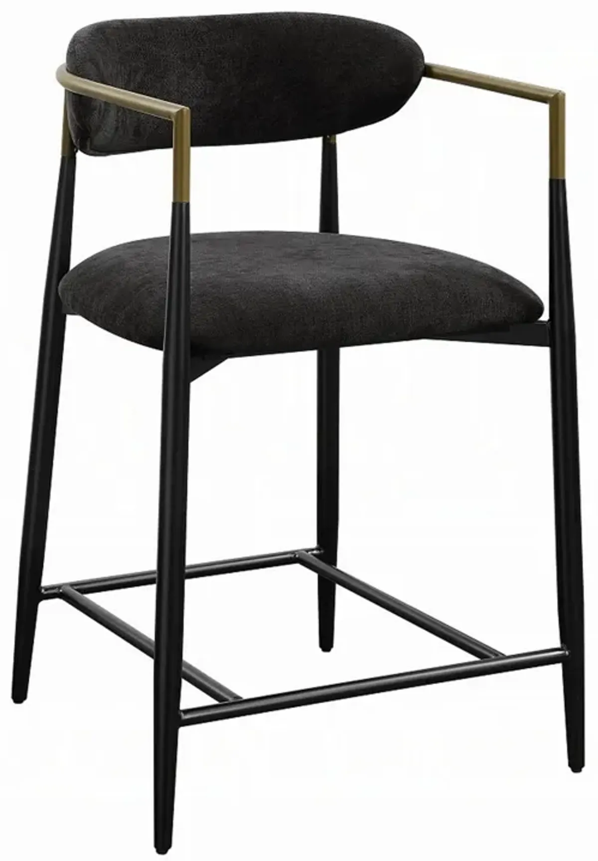 Vonn 25 Inch Counter Height Chair, Padded Fabric, Black Metal Frame - Benzara