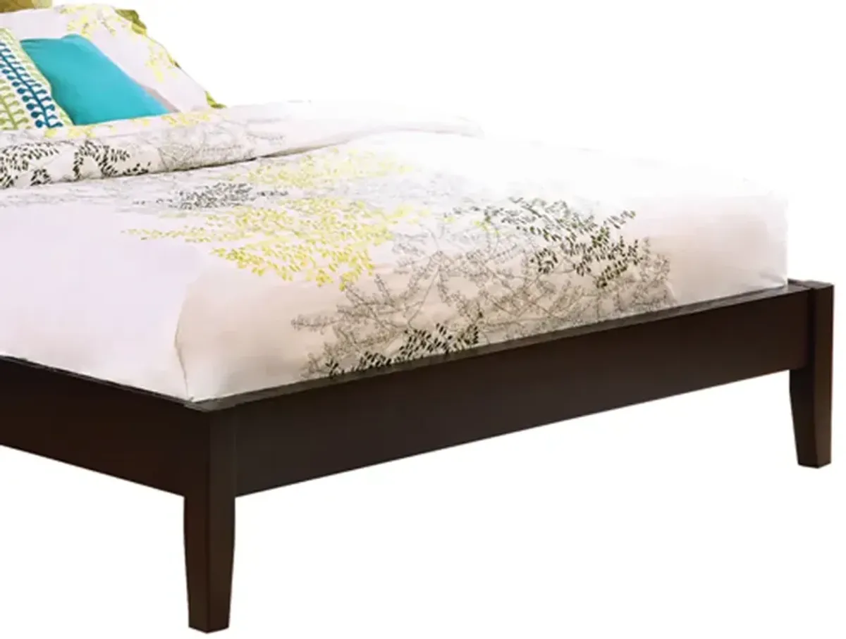 Wooden Eastern King Platform Bed with Chamfered Legs, Dark Brown-Benzara